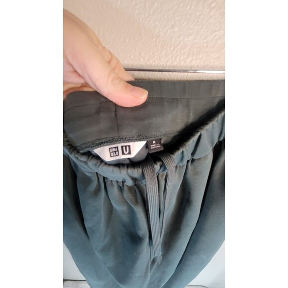 UNIQLO U Wide Leg Ankle Pants Olive Green Pull-On Trousers Size M - Picture 3 of 5